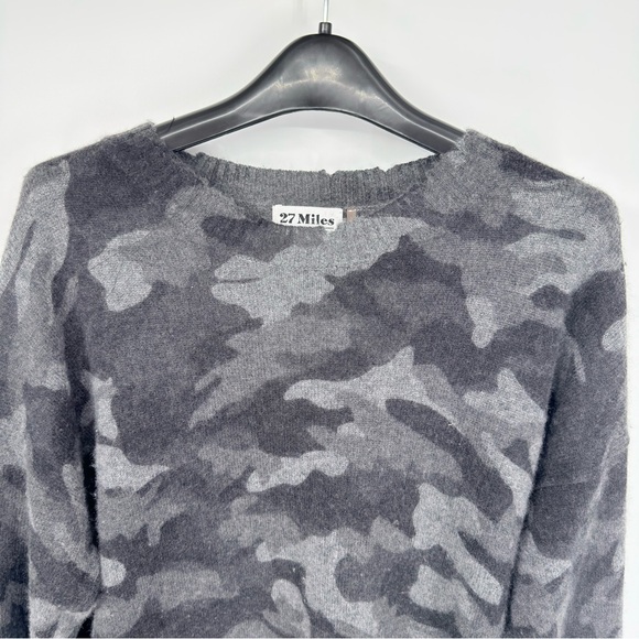 27 miles Gray Cashmere Camo Sweater with Pink Hem Size L - Picture 6 of 6